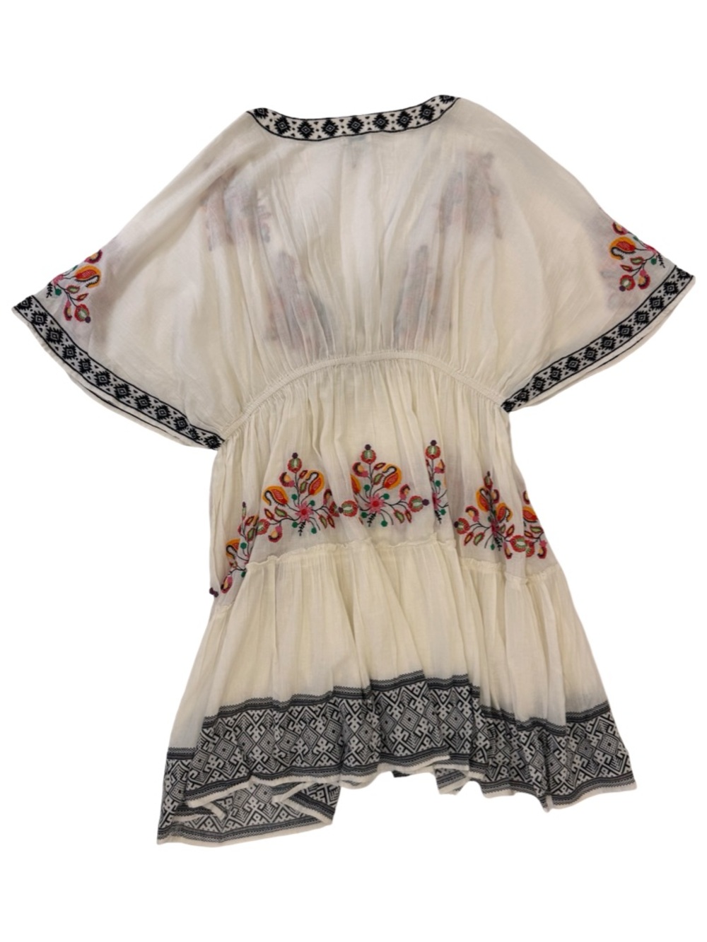 Sundance Cream Embroidered V-Neck Tassel Beach Dress Coverup - Picture 11 of 14